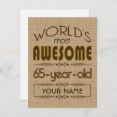 65誕生祝いワールド最高のファブラス インビテーションポストカード (正面/裏面)