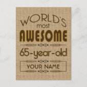 65誕生祝いワールド最高のファブラス インビテーションポストカード (正面)