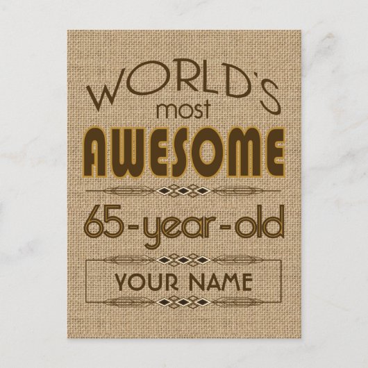 65誕生祝いワールド最高のファブラス インビテーションポストカード (正面)