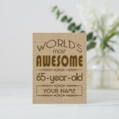 65誕生祝いワールド最高のファブラス インビテーションポストカード (スタンド正面)