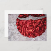 6508-赤いサテンの花束、ヴェール上のダイヤモンドのティアラ 招待状 (正面/裏面)