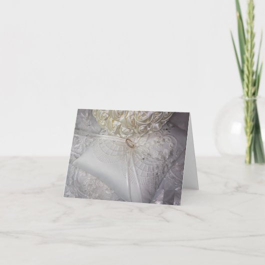 6538-ヴェールに結婚指輪が付いたリングピロー 招待状 (正面)