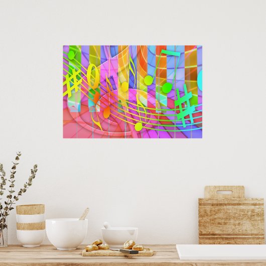 654580 MUSIC NOTES カラフルBACKGROUND WALLPAPERS ポスター (キッチン)