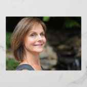 65 65誕生日アクアティール（緑がかった色）金ゴールド写真 箔招待状 (裏面)