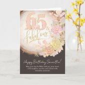 65 & Fabulous Floral Photo Personalized Birthday カード (黄色い花)