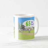 65 Not Out Cricketテーマ。65誕生日 コーヒーマグカップ (正面右)