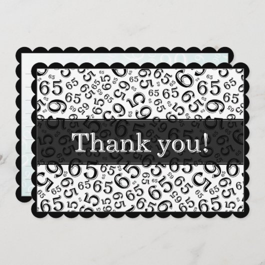 65 "Thank you!" Black/White Number Pattern サンキューカード (正面/裏面)
