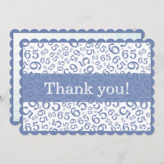 65 "Thank you!" Blue/White Number Pattern サンキューカード (正面/裏面)