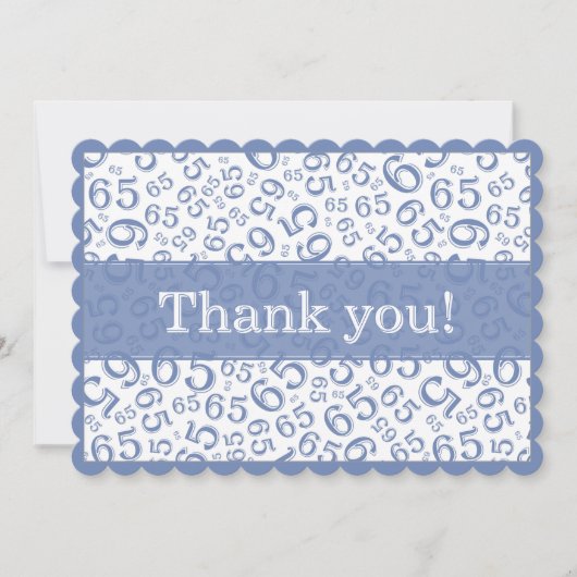 65 "Thank you!" Blue/White Number Pattern サンキューカード (正面)
