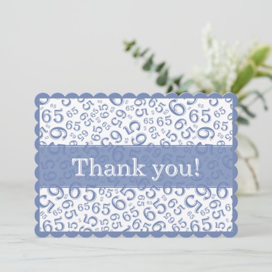 65 "Thank you!" Blue/White Number Pattern サンキューカード (スタンド正面)