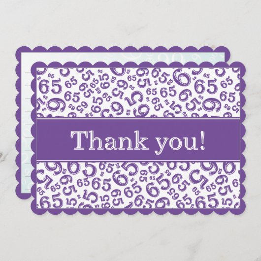 65 "Thank you!" Purple/White Number Pattern サンキューカード (正面/裏面)