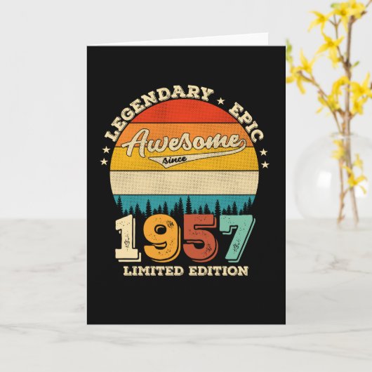 65 Year Old Awesome Since 1957 65th Birthday Gift カード (黄色い花)