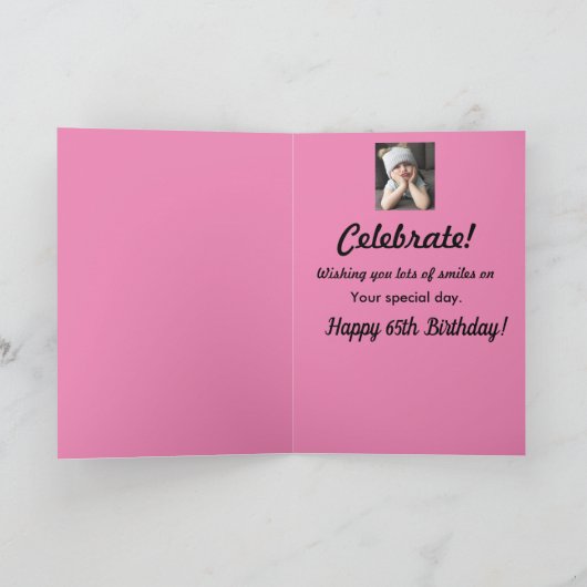 65thああー!誕生日おもしろいの不機嫌な少女 カード (内部)