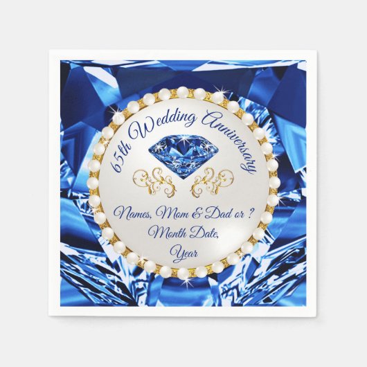 65thアニバーサリーナプキンス，サフ素晴らしァイアデザイン スタンダードカクテルナプキン (正面)