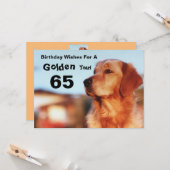 65thゴールデンイヤーズゴールデンレトリバーおもしろい誕生日 カード (正面/裏面インサイチュ)
