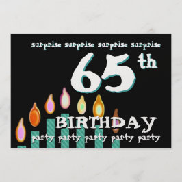 65thサプライズ誕生日ティール(緑がかった色)キャンドル 招待状