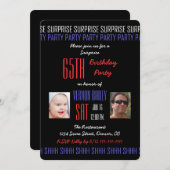 65thサプライズ誕生日パーティー男性へズ写真 招待状 (正面/裏面)