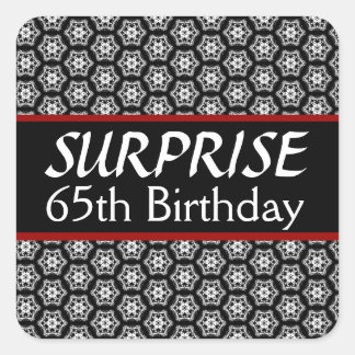 65thサプライズ誕生日ブラックシルバーレッド スクエアシール