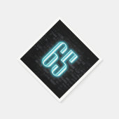 65thバースデーパーティネオンサイン入りレンガの壁 スタンダードカクテルナプキン (角)