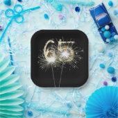 65thバースデーパーティースパーカーズオンブラック ペーパープレート (パーティー)