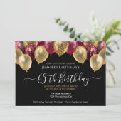 65thバースデーパーティードレッド&金ゴールド招待状 招待状 (スタンド正面)