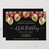 65thバースデーパーティードレッド&金ゴールド招待状 招待状 (正面/裏面)