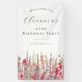 65thバースデーパーティー威厳がある誕生フラワーウェルカム 横断幕 (縦)