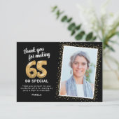 65thモダン大人誕生日写真 サンキューカード (スタンド正面)
