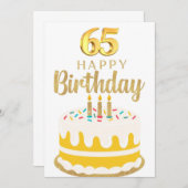 65th誕生日のグリーティングカード 招待状 (正面/裏面)