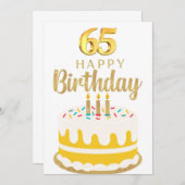 65th誕生日のグリーティングカード 招待状 (正面/裏面)