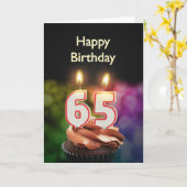 65th誕生日カードとキャンドル カード (黄色い花)