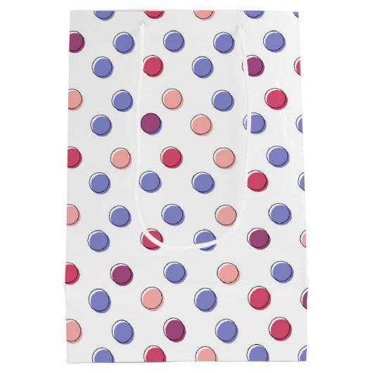 65th誕生日スティックガールオン水玉模様中Gi ミディアムペーパーバッグ (裏面)