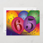 65th誕生日パーティーはがき招待状- カスタマイズ インビテーションポストカード (正面/裏面)