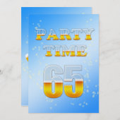 65th誕生日パーティーへのビールの招待 招待状 (正面/裏面)