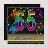 65th誕生日パーティー招待(バブル付き) 招待状 (正面/裏面)