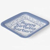 65th誕生日パーティー番号パターンブルーホワイト ペーパープレート (傾斜あり)