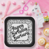 65th誕生日パーティー番号パターン白黒 ペーパープレート (パーティー)