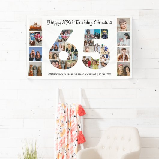 65th誕生日パーティー番号65フォトコラージュ 横断幕 (インサイチュ)
