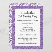 65th誕生日パーティー紫/白の番号模様 招待状 (正面/裏面)
