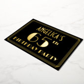 65th誕生日パーティー:アールデコ見る"65",名前と 箔招待状 (回転した状態)