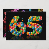 65th誕生日パーティー、泡とボール 招待状 (正面/裏面)