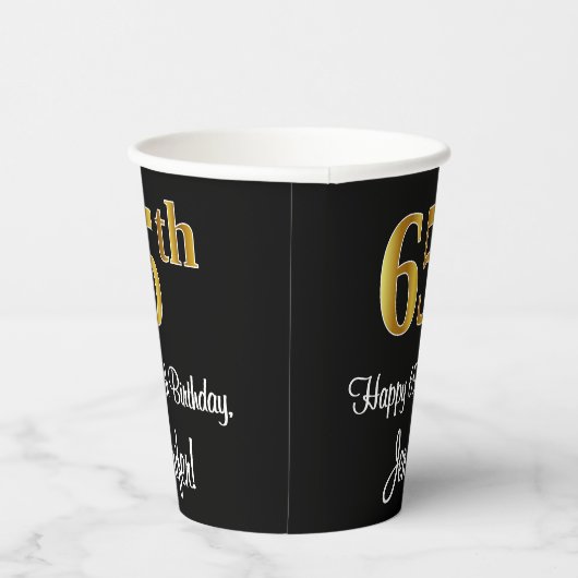 65th誕生日-エレガント豪華なフェイク金ゴールドルック# 紙コップ (右)
