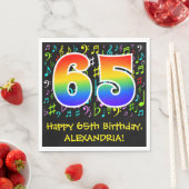 65th誕生日-カラフル音楽シンボル， Rainbow 65 スタンダードランチョンナプキン (インサイチュ)