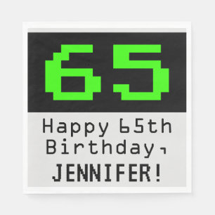65th誕生日- Nerdy / オタク系のスタイル「65」と名前 スタンダードランチョンナプキン