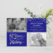 65th Anniversary Sapphire Silver Glitter Stars 招待状 (スタンド正面)