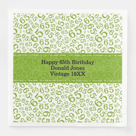 65th Birthday Age Number Pattern Green/Gold (正面)