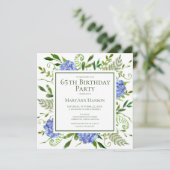 65th Birthday Blue Hydrangeas Card Request  招待状 (スタンド正面)