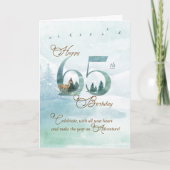 65th Birthday Evergreen Pines and Deer Nature カード (正面)