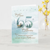 65th Birthday Evergreen Pines and Deer Nature カード (黄色い花)