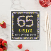 65th Birthday: Floral Flowers Number, Custom Name スタンダードランチョンナプキン (インサイチュ)
